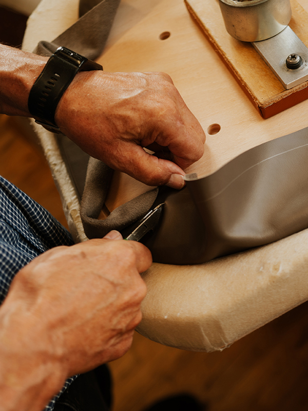 Details from the upholstery process.