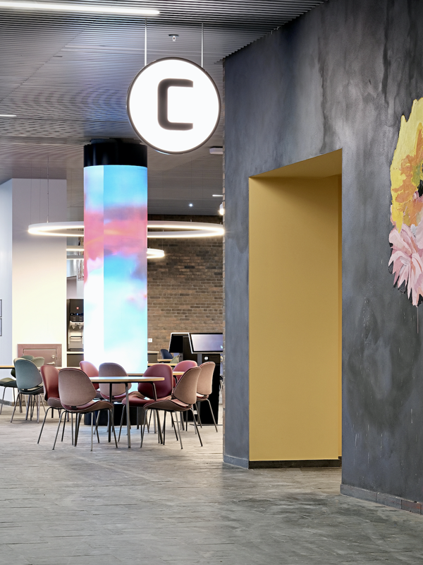 Colourful Council Family Salon Chairs in the foyer of Gødstrup Hospital.