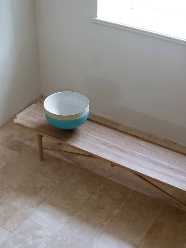 The Cocktail Bench in oak (clear oil).